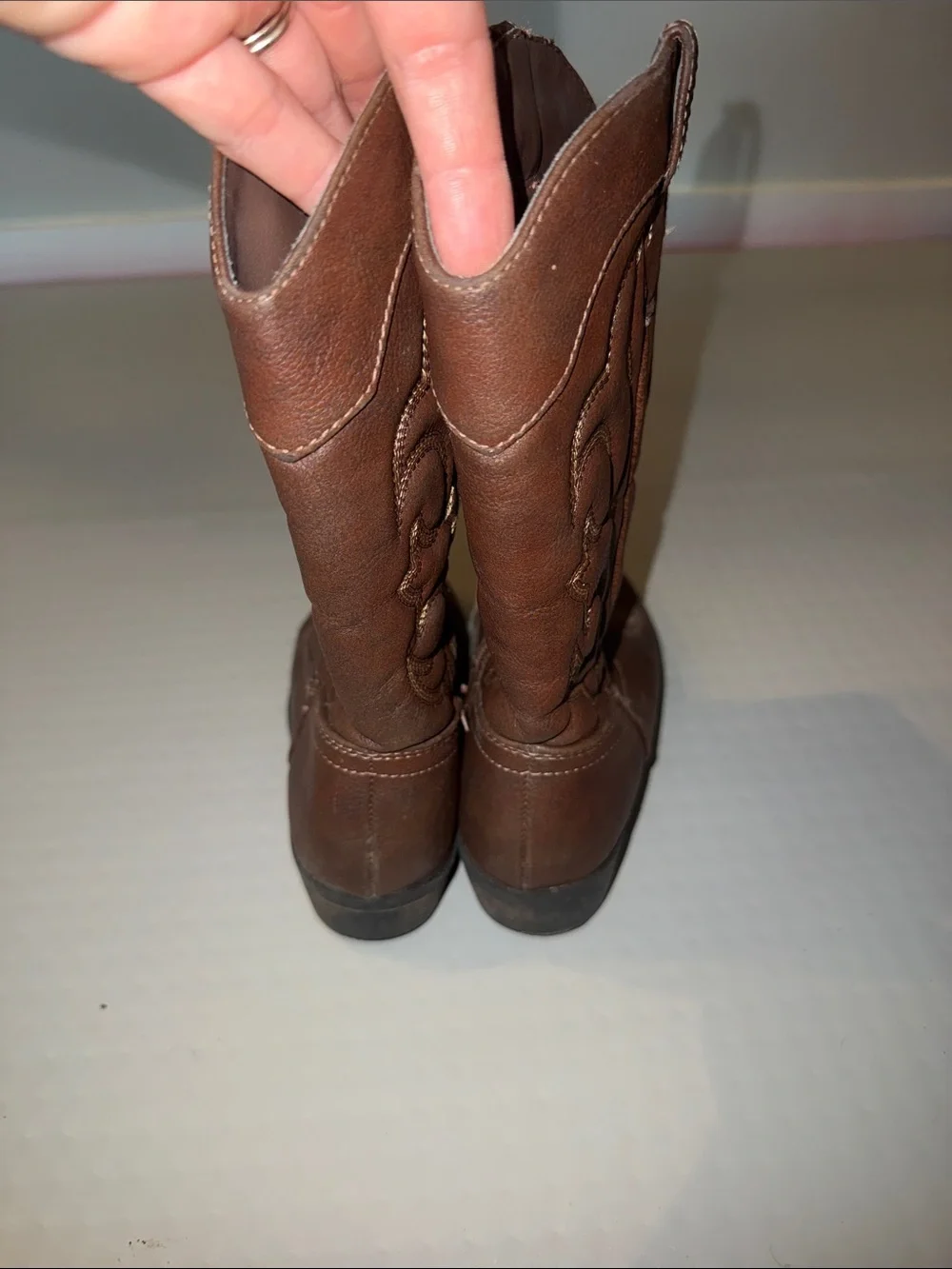 Cat & Jack Brown Embroidered Western Mid-Calf Boots